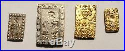 Japan 1830-1869 Bu and Shu Gold and Silver 4 Coin Pre-Meji Collection Nice XF