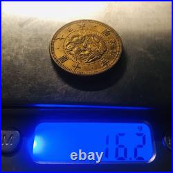 Japanese Old Gold Coin 1876 10-yen Meiji 29.39mm 16.2g Rare Collection Antique