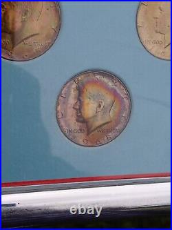 John F. Kennedy Commemorative Stamp & coin collection with rainbow tone