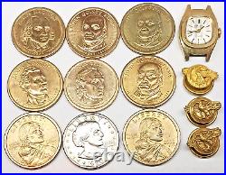 Junk Drawer 14k / 10k Gold Coins Jewelry Pins Bobble heads Disney