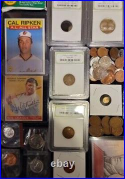 Junk Drawer Flea Market Lot Gold Silver Coins Baseball Cards C52 Wow
