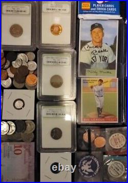 Junk Drawer Flea Market Lot Gold Silver Coins Baseball Cards C52 Wow