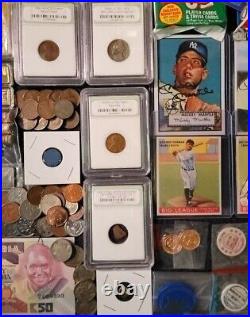 Junk Drawer Flea Market Lot Gold Silver Coins Baseball Cards C63 Wow