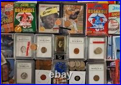 Junk Drawer Flea Market Lot Gold Silver Coins Baseball Cards C99 Wow