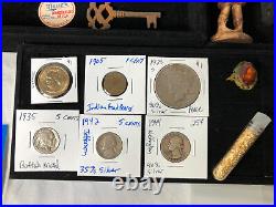 Junk Drawer Lot 1923 S Peace Dollar Coins Vial Of Gold Mini German Knife 24k