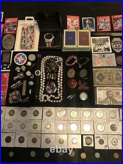 Junk Drawer Lot Egyptian Silver Coin Ashtray 24k Gold Goldback Coins Sterling