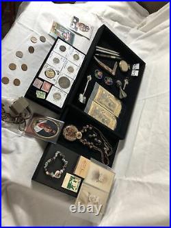 Junk Drawer Lot Gold 1923 Silver Peace Dollar Coins Celtic Jewelry Cards