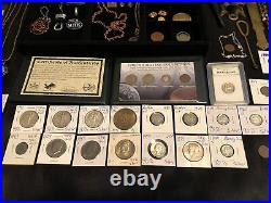 Junk Drawer Lot Gold Silver Franklin Walking Liberty Coins Sterling Ring Jewelry