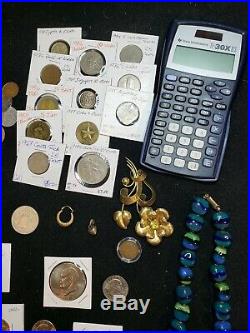 Junk Drawer Lot Morgan Silver. 925 Sterling Gold Jewerly Coins Mason Pin + MORE