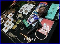 Junk Drawer Lot PEACE Silver Dollar Sterling Gold Jewerly Coins Mason Pin + MORE