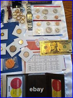 Junk drawer lot Gold, Silver, JFK, IKE, Coins, Jewelry And More Lot BL