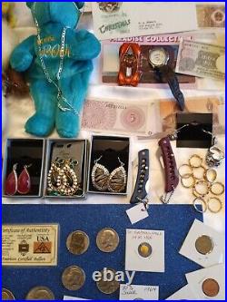 Junk drawer lot Gold, Silver, JFK, IKE, Coins, Jewelry And More Lot BL