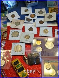 Junk drawer lot HUGE coins, Knives, Lighters. 999 gold bar Lot BL2