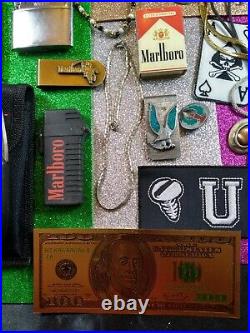 Junk drawer lot Knives Zippo, Gold, Silver, Lighters, Knives, Jewelry, Coins