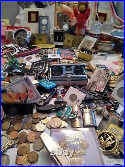 Junk drawer lot Random Gold Silver Watches Knives Jewelry Coins Elvis