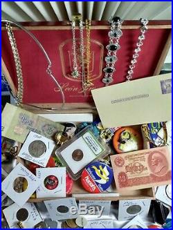 Junk drawer lot US Silver coins, 14K Gold. 925 silver, jewelry, pocket watches