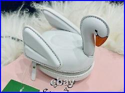 Kate Spade Swan Coin Purse checking in 3d swan white leather Novelty Rare NWT