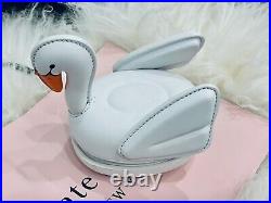 Kate Spade Swan Coin Purse checking in 3d swan white leather Novelty Rare NWT