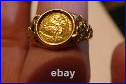 Kim Taylor Reece 14K & 24K Yellow Gold Coin Collection Hula Ring 3 grams