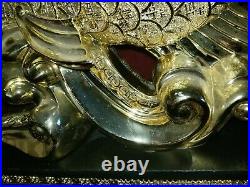 LARGE Feng Shui Golden Chrome Arowana Fish Statue Wealth Luck Gift Coin Power