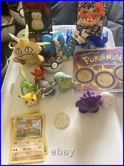 LOT Pokémon Collectibles 3 Gold Cards, Playing Coins, much more