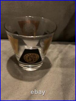 LOT Vintage Cera Glass Gold Black Coins 22kt MCM Martini Set with Caddy