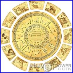 LUNAR YEAR Fan Shaped Collection Set 13 Gold Coins 10$ Solomon Islands 2024