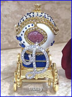 Lady Diana Princess of Hearts Silver coin & Intial Swarvoski Diamond Faberge egg