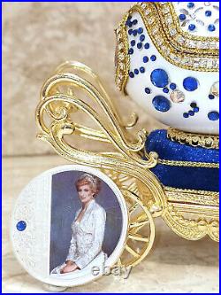 Lady Diana Princess of Hearts Silver coin & Intial Swarvoski Diamond Faberge egg