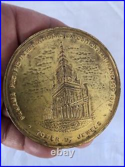 Large Gold Coin Souvenir Medallion Panama Pacific International Exhibition 1915