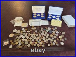 Large coin collection Lot Morgan Silver Dollars Gold Plated World Coins