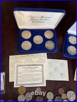 Large coin collection Lot Morgan Silver Dollars Gold Plated World Coins