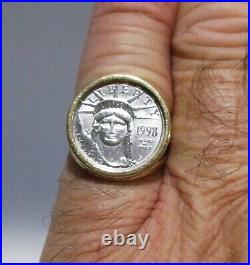 Liberty coin ring 1993 size 6.5 Platinum and Gold Nice Antique Collectable