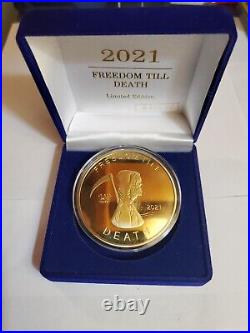 Limited Edition Large Freedom Till Death 2021 Gold Grim Reaper Coin Very Rare
