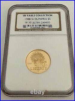 Look $5 Gold 1988-w, Olympics U. S. Vault Collection Liberty Ngc Pf 70 U. C