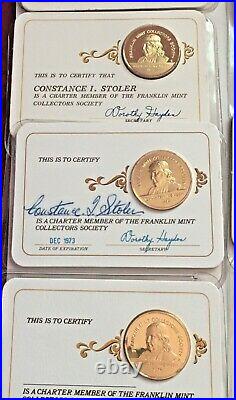 Lot of 30 1971 to 2000 Franklin Mint Charter Member Coins/24K Gold over Sterling