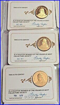 Lot of 30 1971 to 2000 Franklin Mint Charter Member Coins/24K Gold over Sterling
