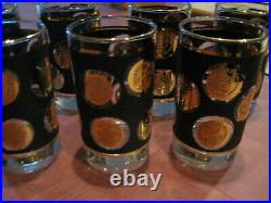 Lot of 8 Vintage 1960s Libbey Glasses Gold Coin Cocktail MCM Mid Century Glass
