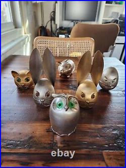 Lot of Six (6) Vintage Napier Metal Coin Banks Brushed Metal Silver Gold Eyes