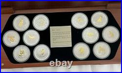 Lunar Silver Coin Series 1. 12 Year Collection 24ct Gold Gilded Edition. RARE