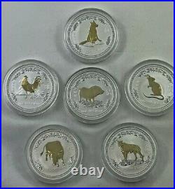 Lunar Silver Coin Series 1. 12 Year Collection 24ct Gold Gilded Edition. RARE