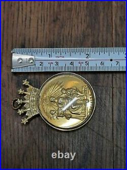 MASONIC CROWN ENCAPSULATED COIN MEDAL IN HALLMARKED 9ct GOLD SPENCER LONDON