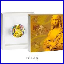 MONA LISA POP ART COLLECTION 2023 2 oz Pure Silver Gilded Finish Coin Niue