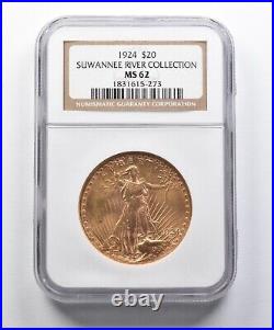 MS62 1924 $20 Saint-Gaudens Gold Double Eagle Suwanee River Collection NGC 9923