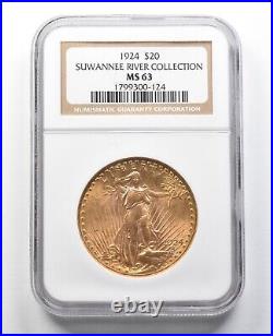 MS63 1924 $20 Saint-Gaudens Gold Double Eagle Suwannee River Collect. NGC 2449