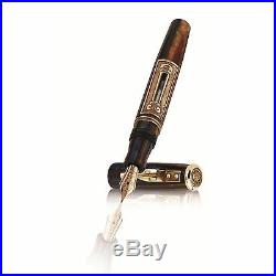 Marlen L. E. Aureus with Bronze Coin Fountain Pen Gold Nib Bronze, Celluloid