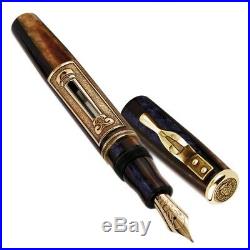 Marlen L. E. Aureus with Bronze Coin Fountain Pen Gold Nib Bronze, Celluloid