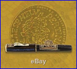 Marlen L. E. Aureus with Bronze Coin Fountain Pen Gold Nib Bronze, Celluloid