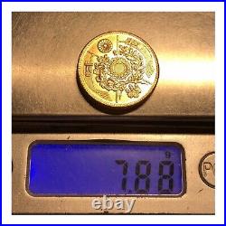 Meiji 13 Japan 5 Yen Gold Coin Dragon Chrysanthemum Crest Antique Rare