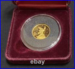 Mickey Mouse Pure Gold Coin 1/4 oz Disney 1987 clear case serial card Mint Rare